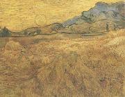 Vincent Van Gogh Wheat Field wtih Reaper and Sun (nn04) France oil painting reproduction